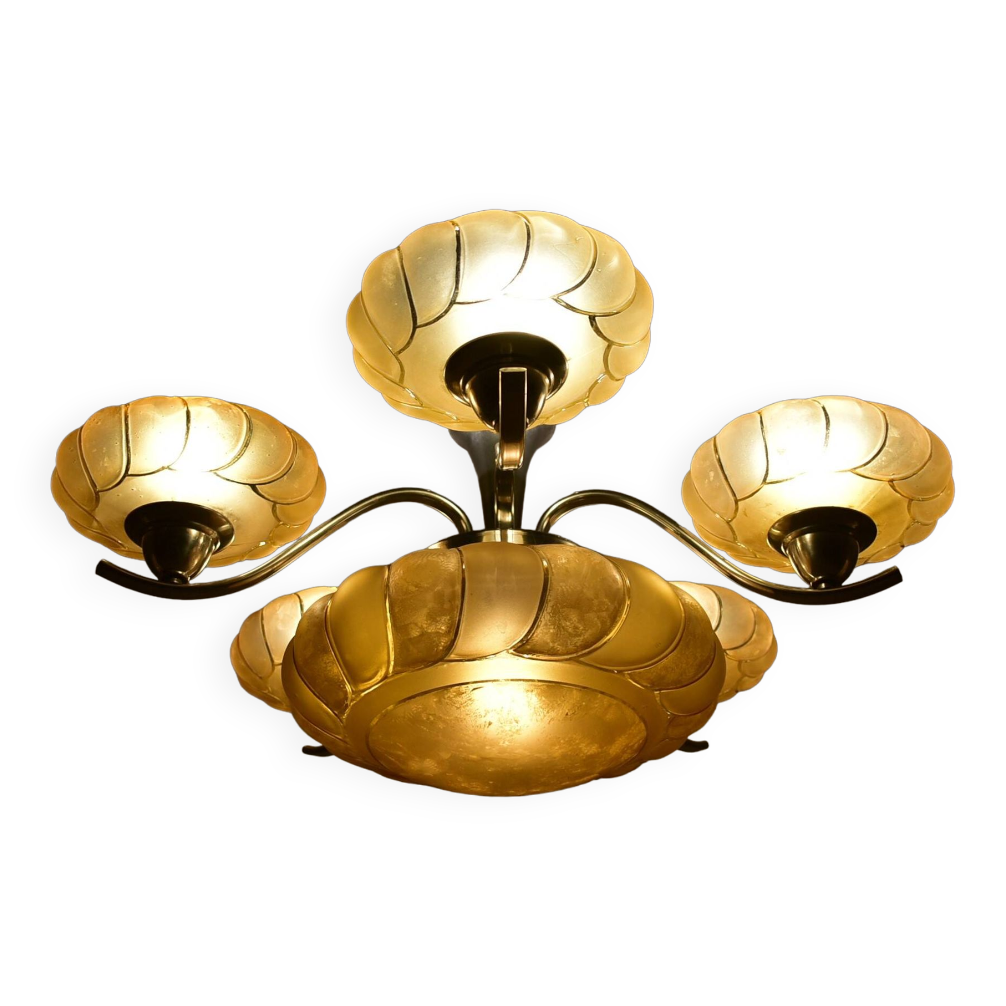 Art deco chrome and glass chandelier, 1930s