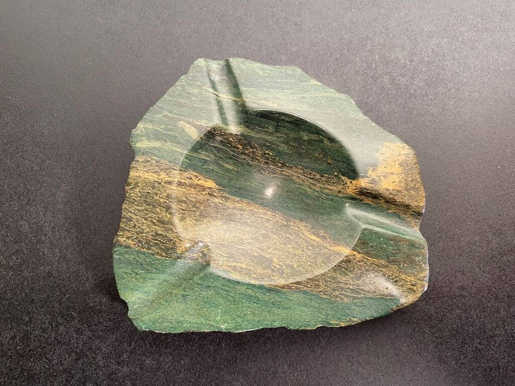 Ashtray / Pocket tray in malachite. Vintage 70s