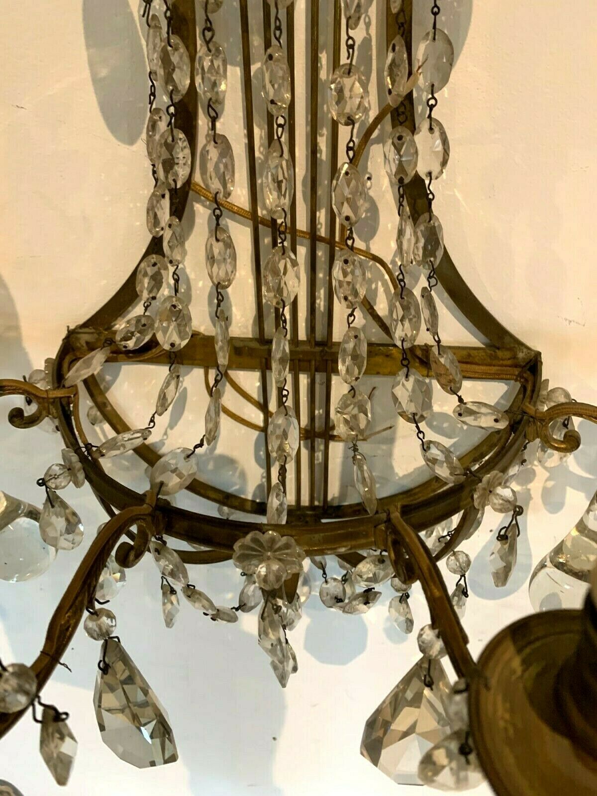 Pair of wall lamps bronze basket and grapevines XX century