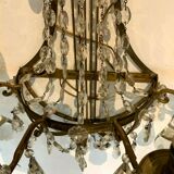 Pair of wall lamps bronze basket and grapevines XX century
