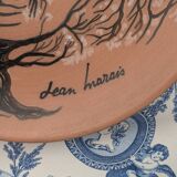 Jean Marais vintage terracotta plate from the 1970s surrealist