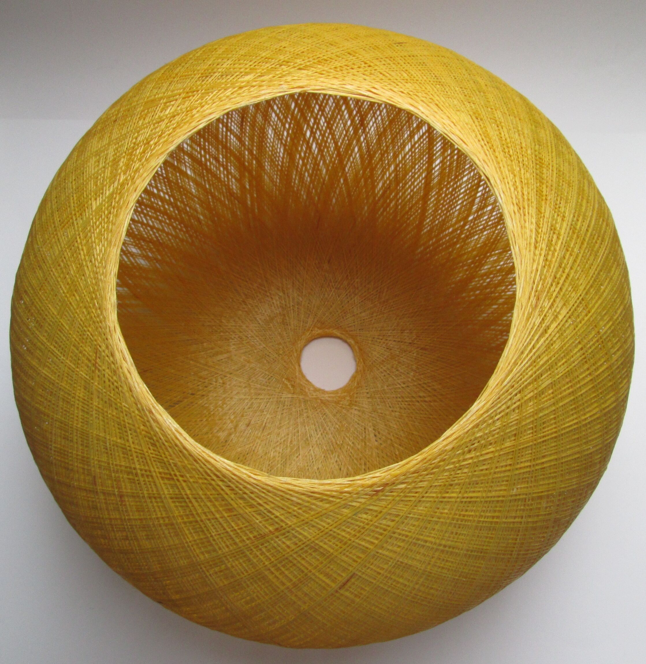 Atomic yellow spun fiberglass hanging lamp, early 1960