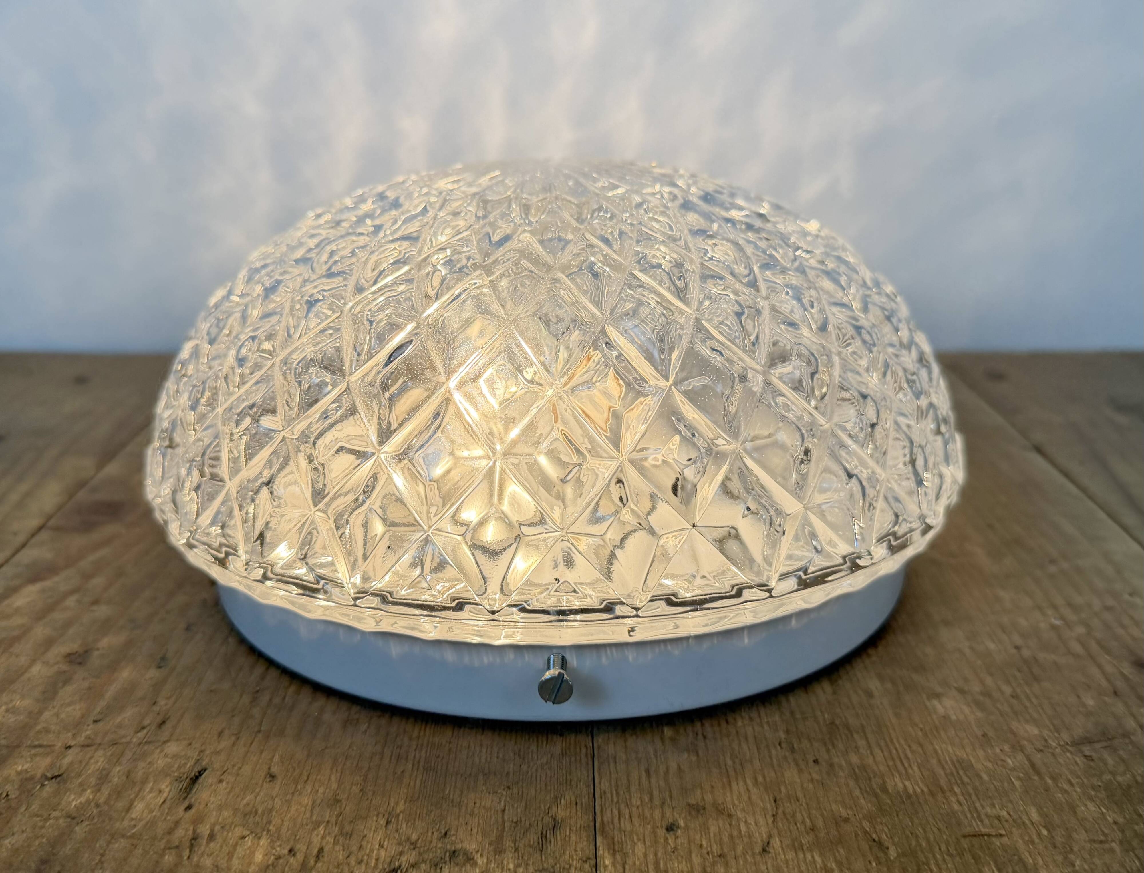 Vintage Glass Wall or Ceiling Light, 1970s