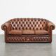 Chesterfield 2.5 seater sofa in brown English cowhide leather
