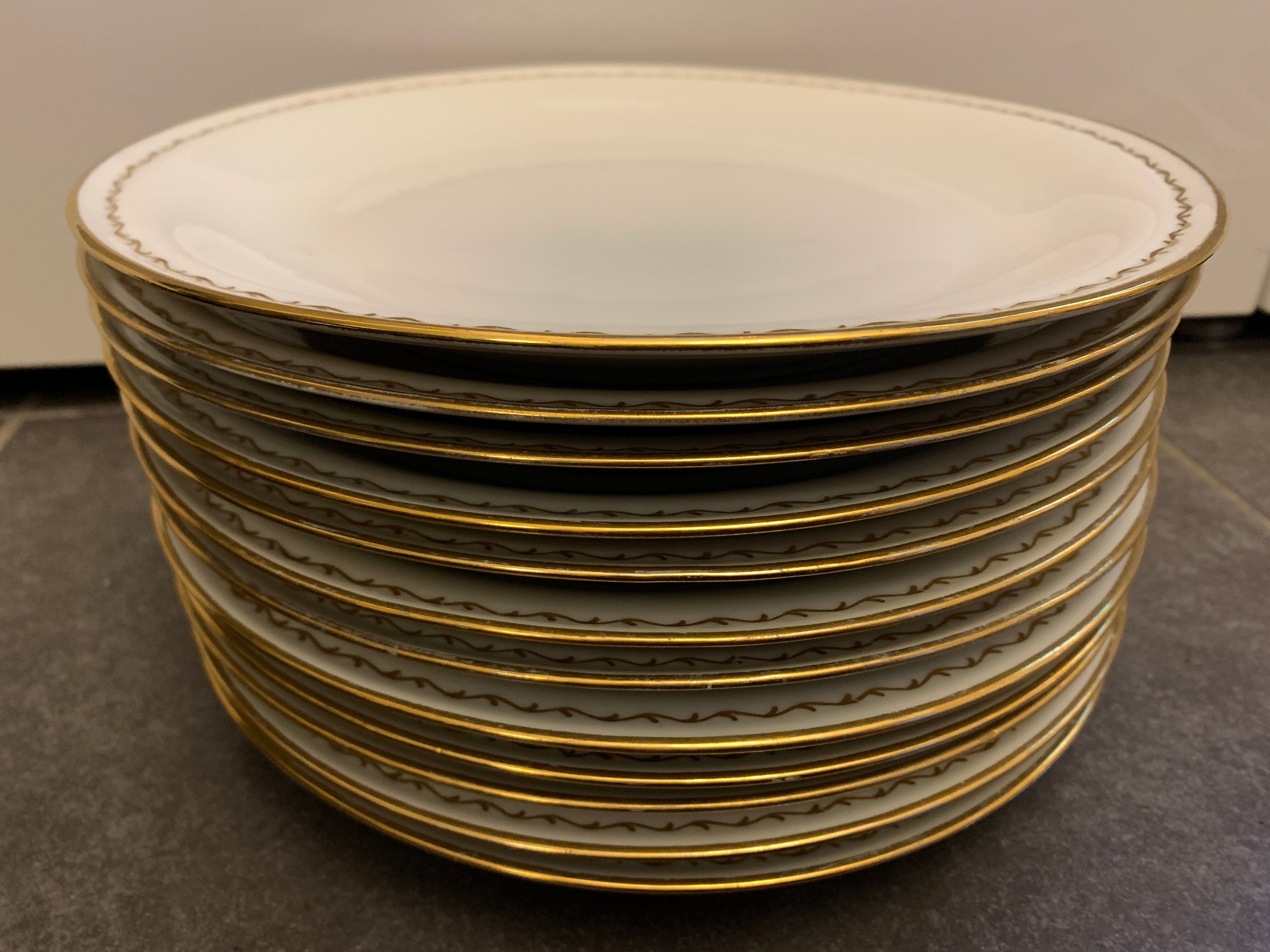 12 flat porcelain plates from Chartres sur Cher, Tiffonnet et Cie