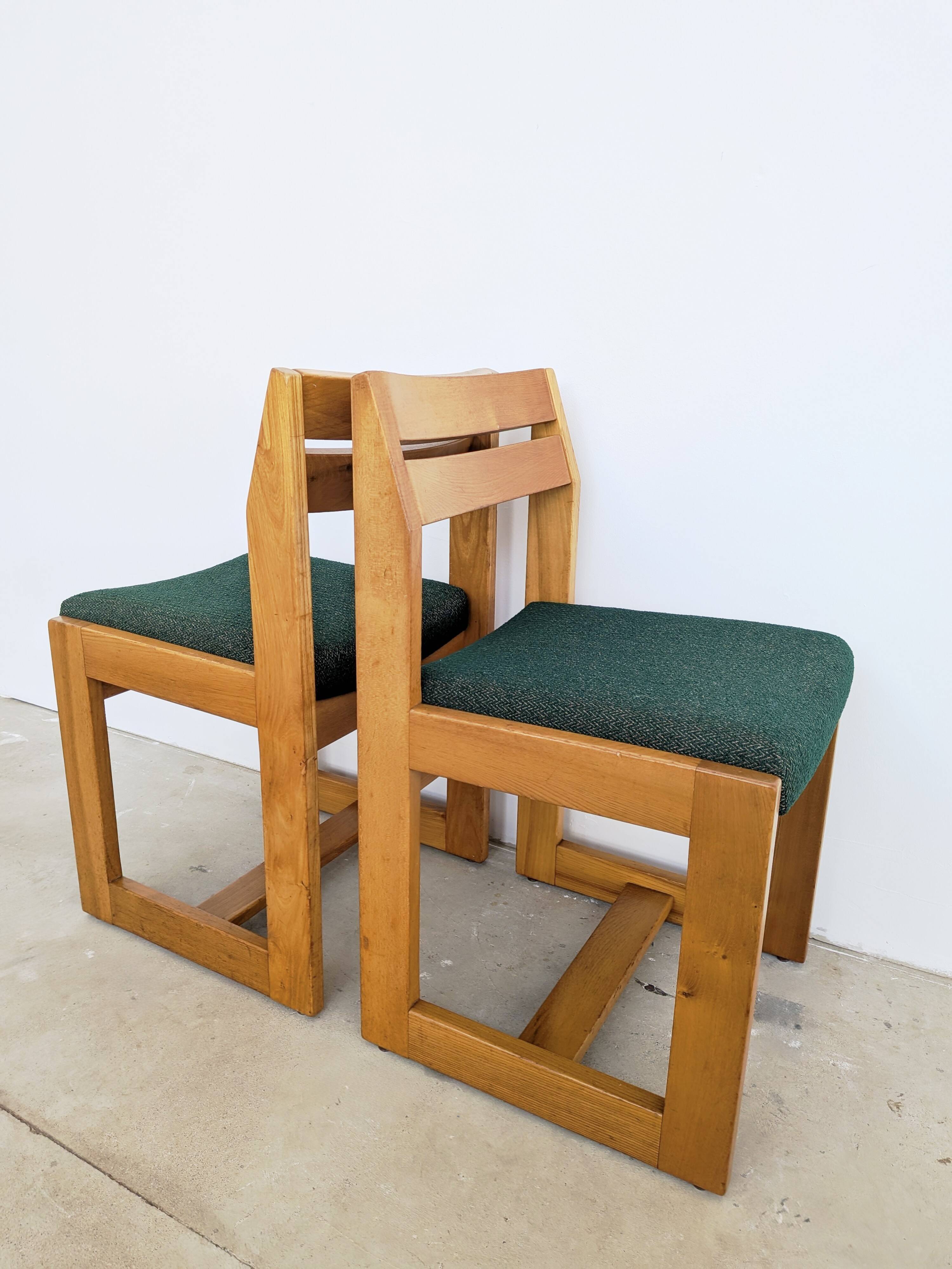 Set of 4 Maison Regain Vintage Chairs – Brutalist Solid Elm