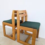 Set of 4 Maison Regain Vintage Chairs – Brutalist Solid Elm