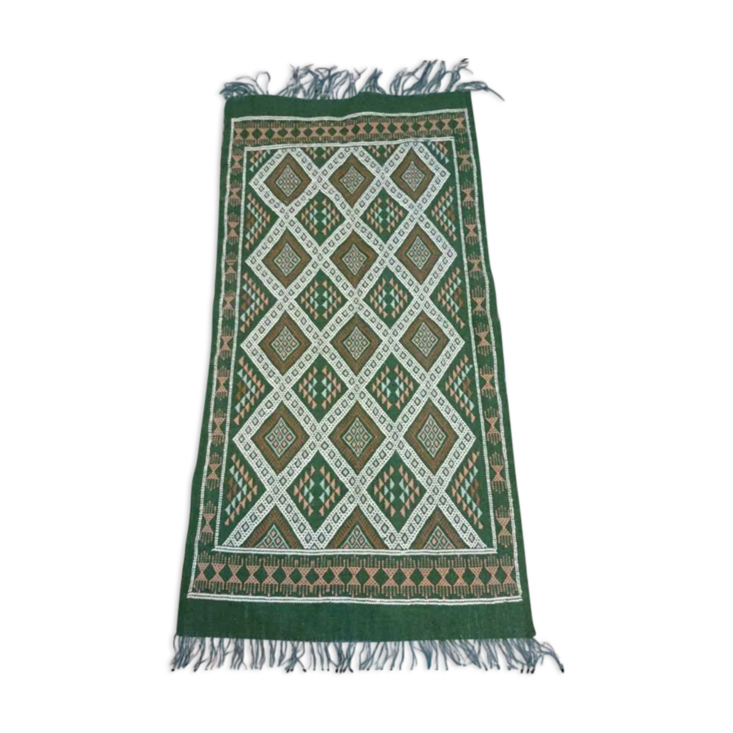 Green kilim rug 93x189cm
