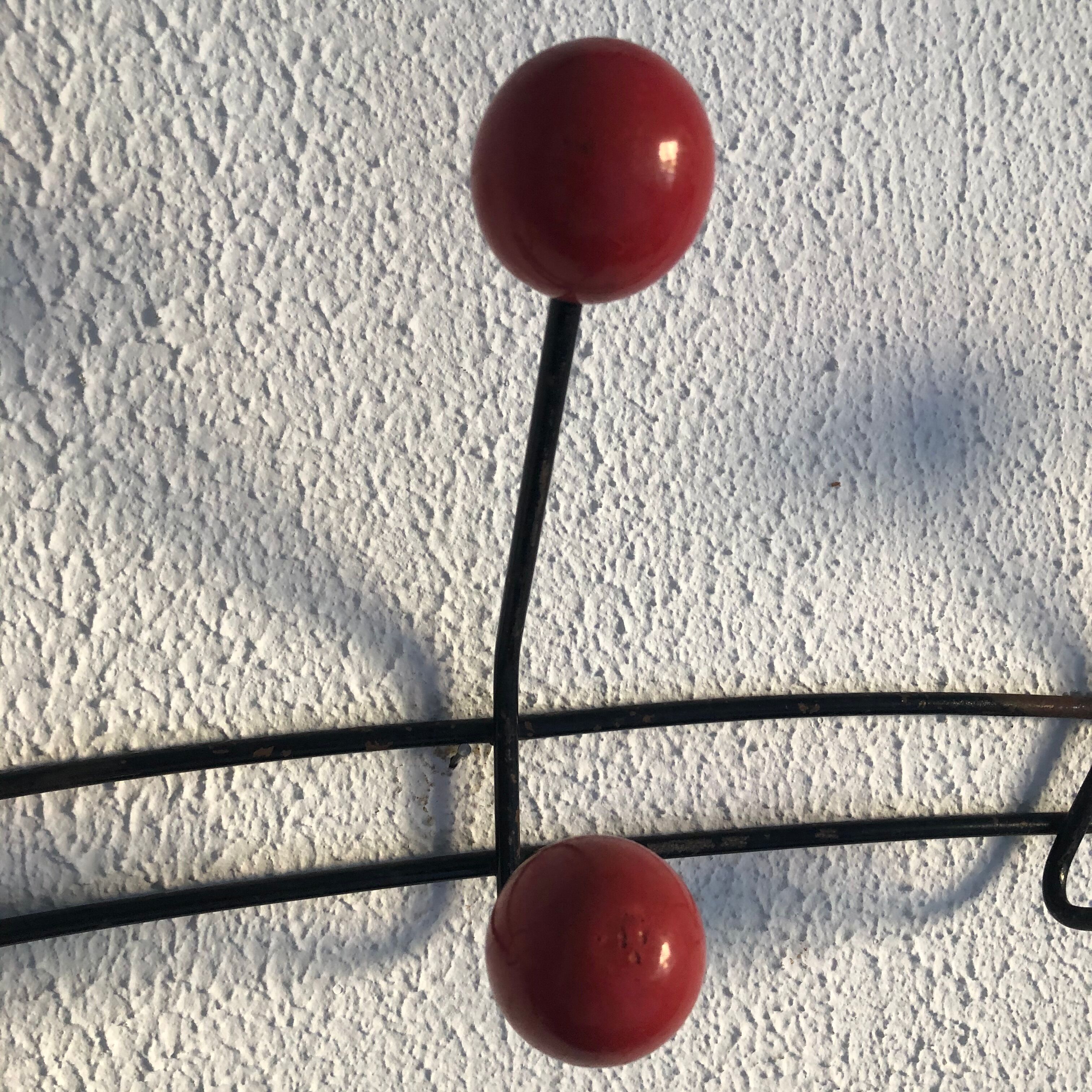 Coat rack 6 patères vintage balls 1960 - 50 cm