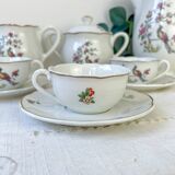 Service à thé vintage Digoin Sarreguemines – Modèle Corde – Motif Oiseau de Paradis