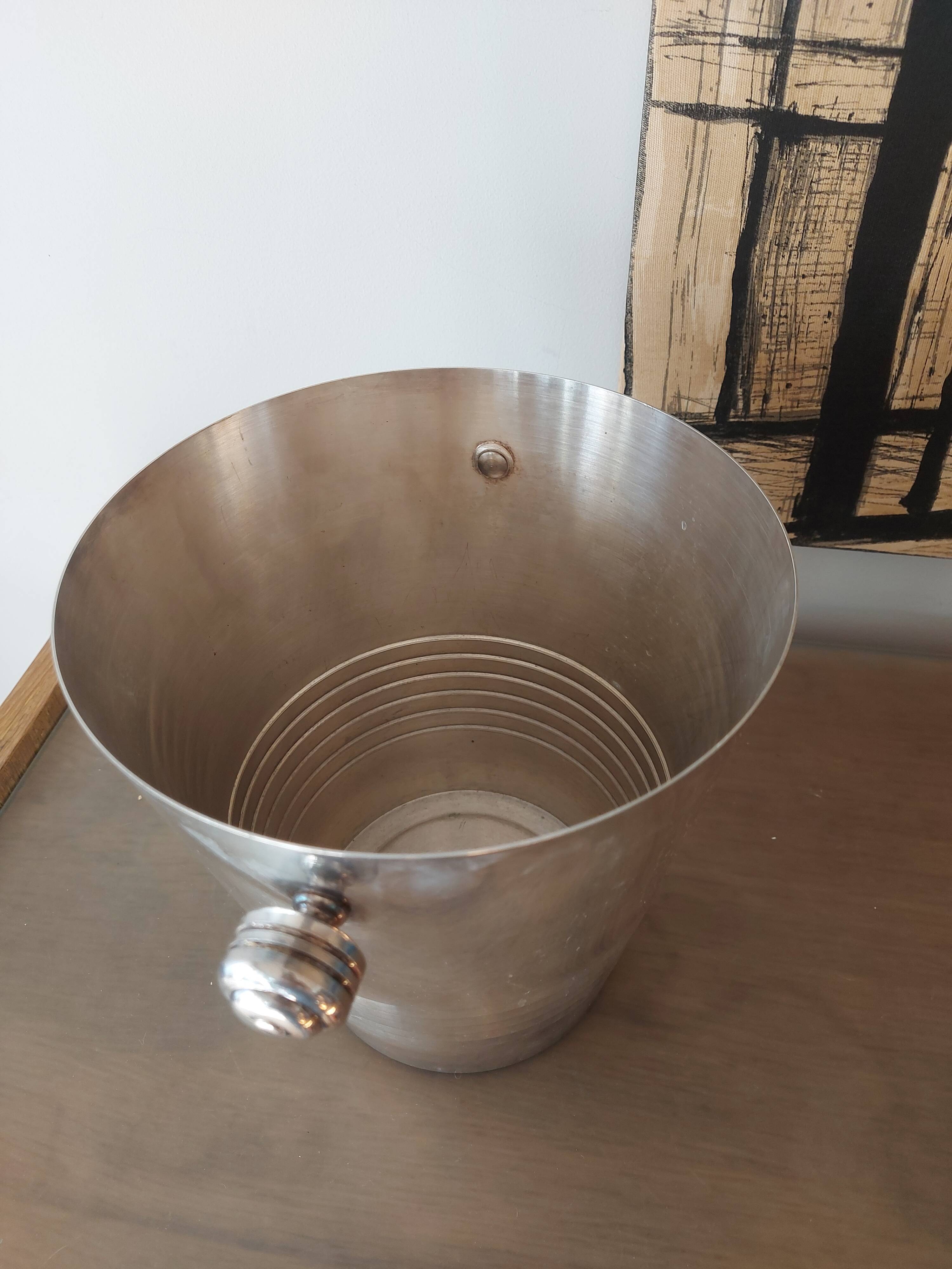 Ice bucket art deco champagne bucket in silver metal