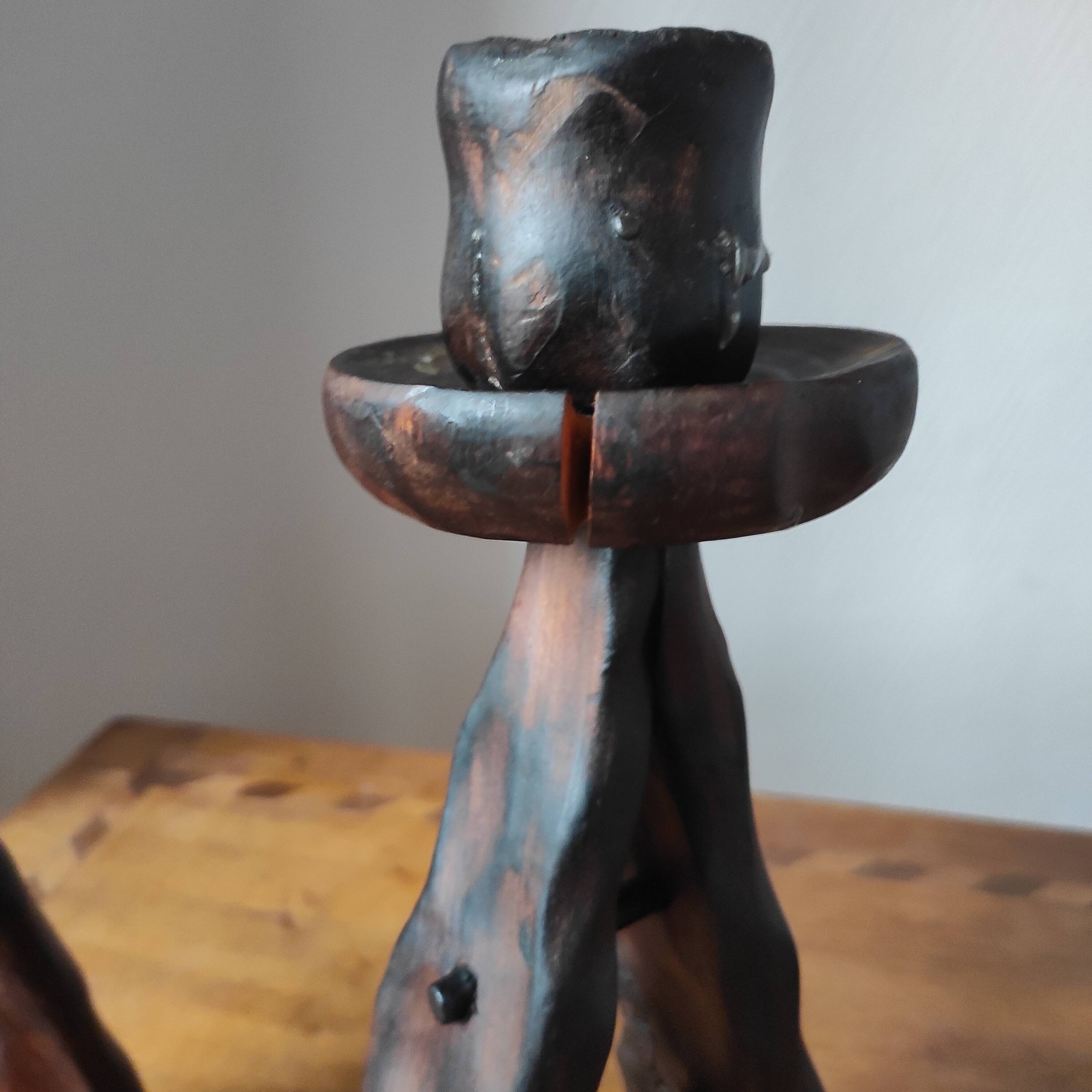 Pair of vintage brutalist candlesticks from the 1950s-60s