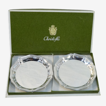 Pair of coasters / cup christofle model spatours in box nº2