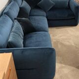 Blue Velvet Corner Sofa