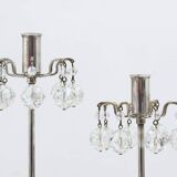 Silver-plated candlestick, faceted Swarovski crystals, Austria, 1960s