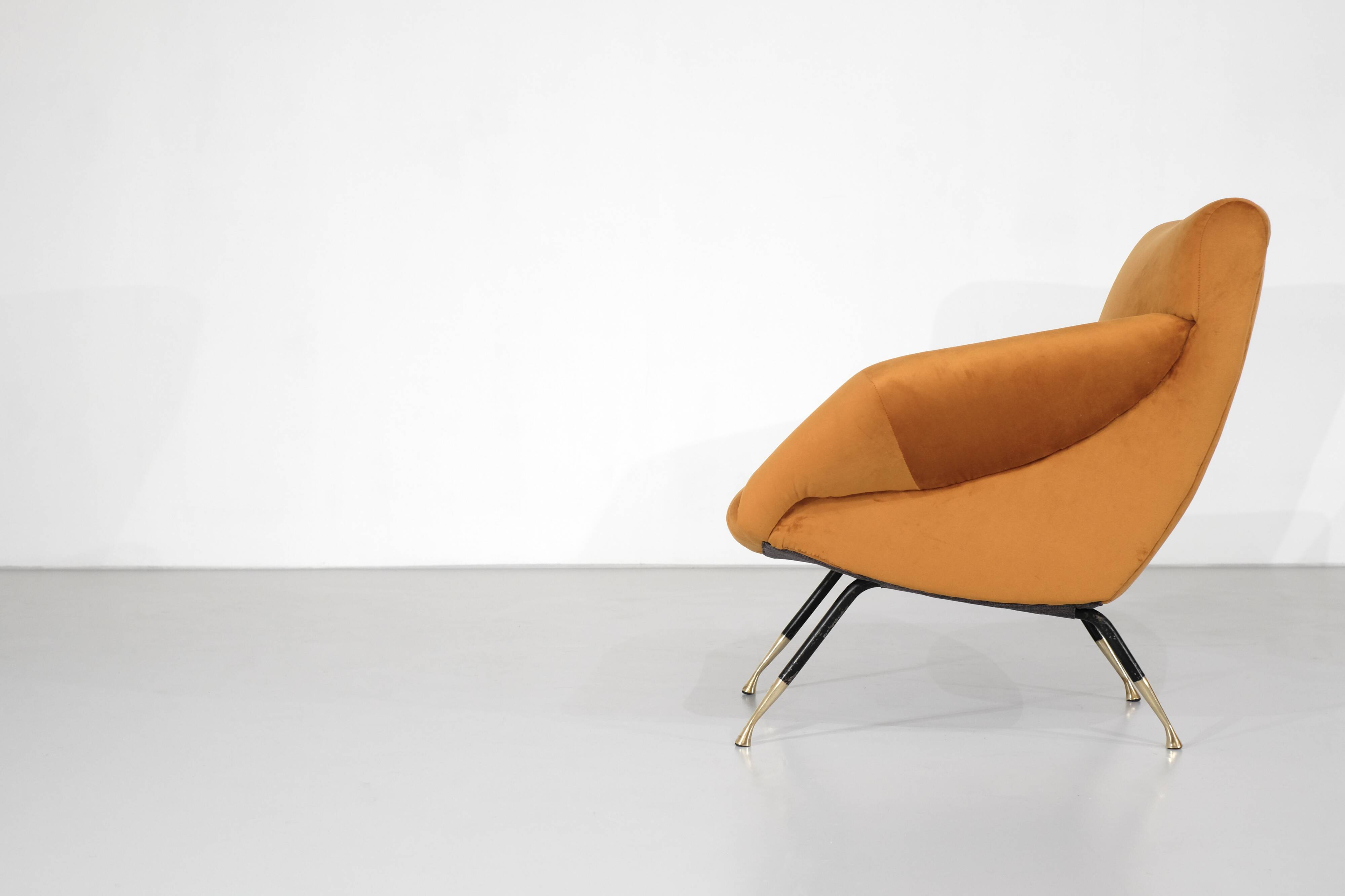Pair of fabric armchairs, Italy, 1960s.