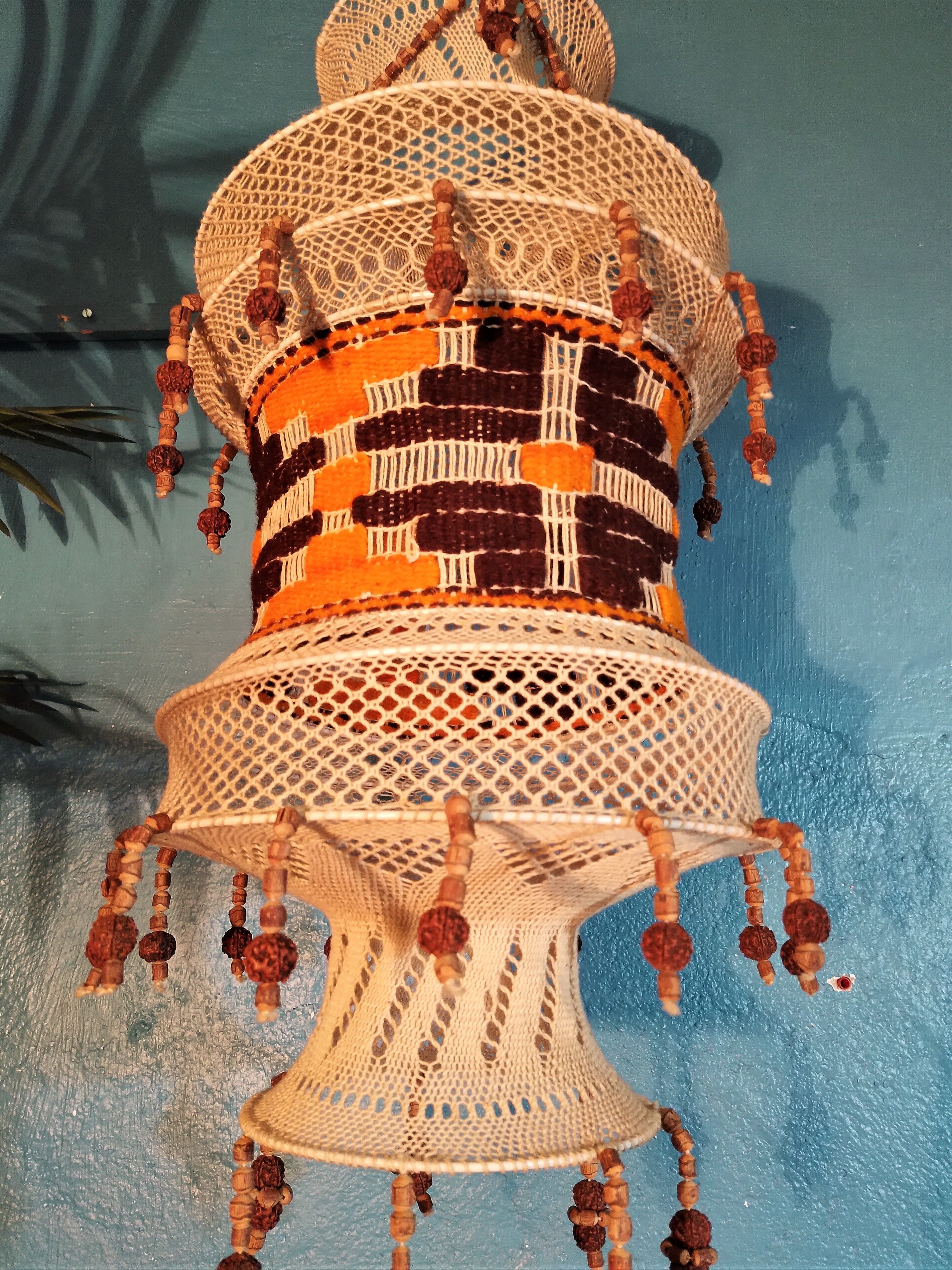 Scandinavian pendant lamp macramé, 1960s