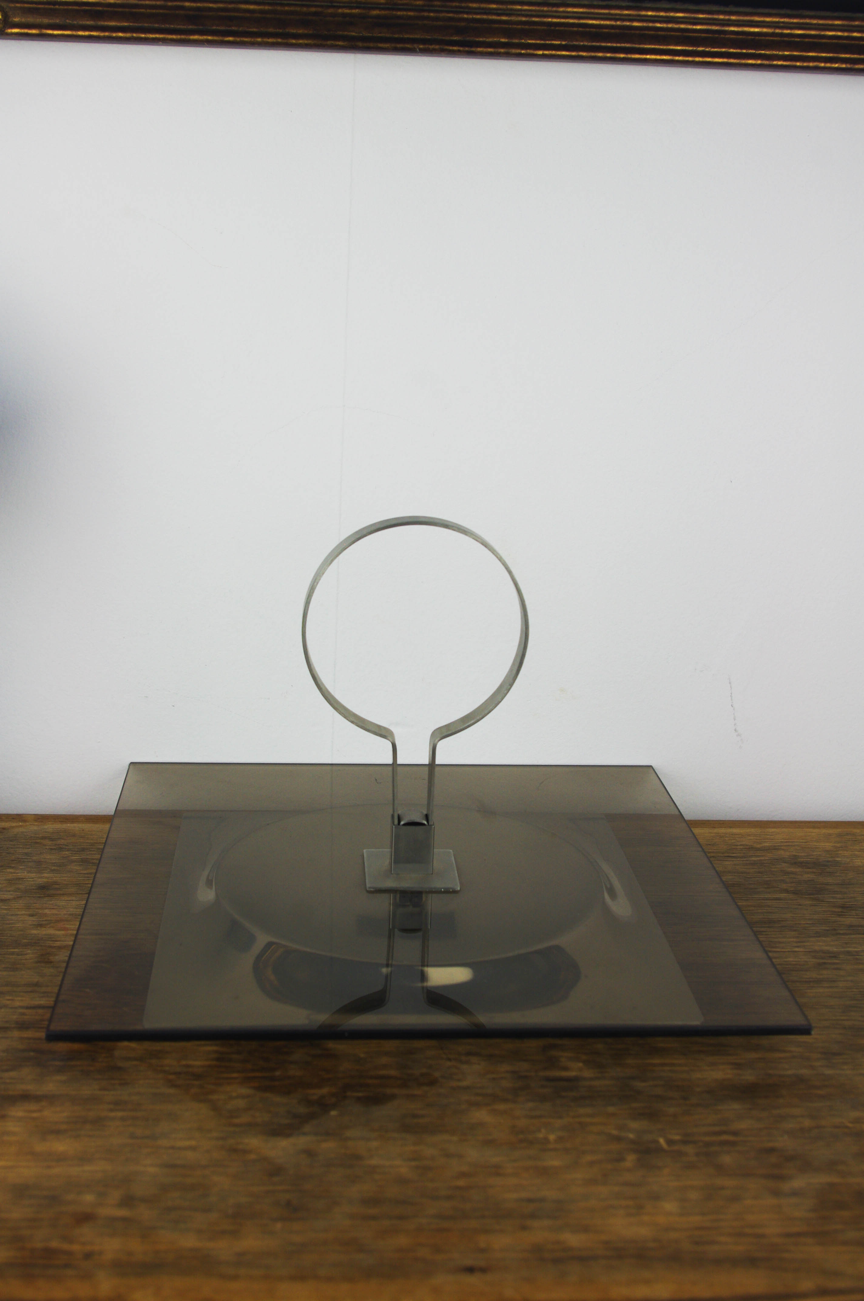 Smoked glass tray and chrome made in France