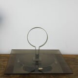 Smoked glass tray and chrome made in France