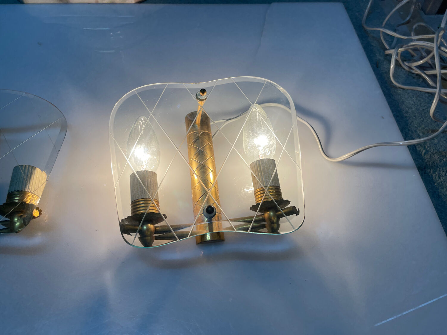 Italian Brass Glass Sconces 1950’s