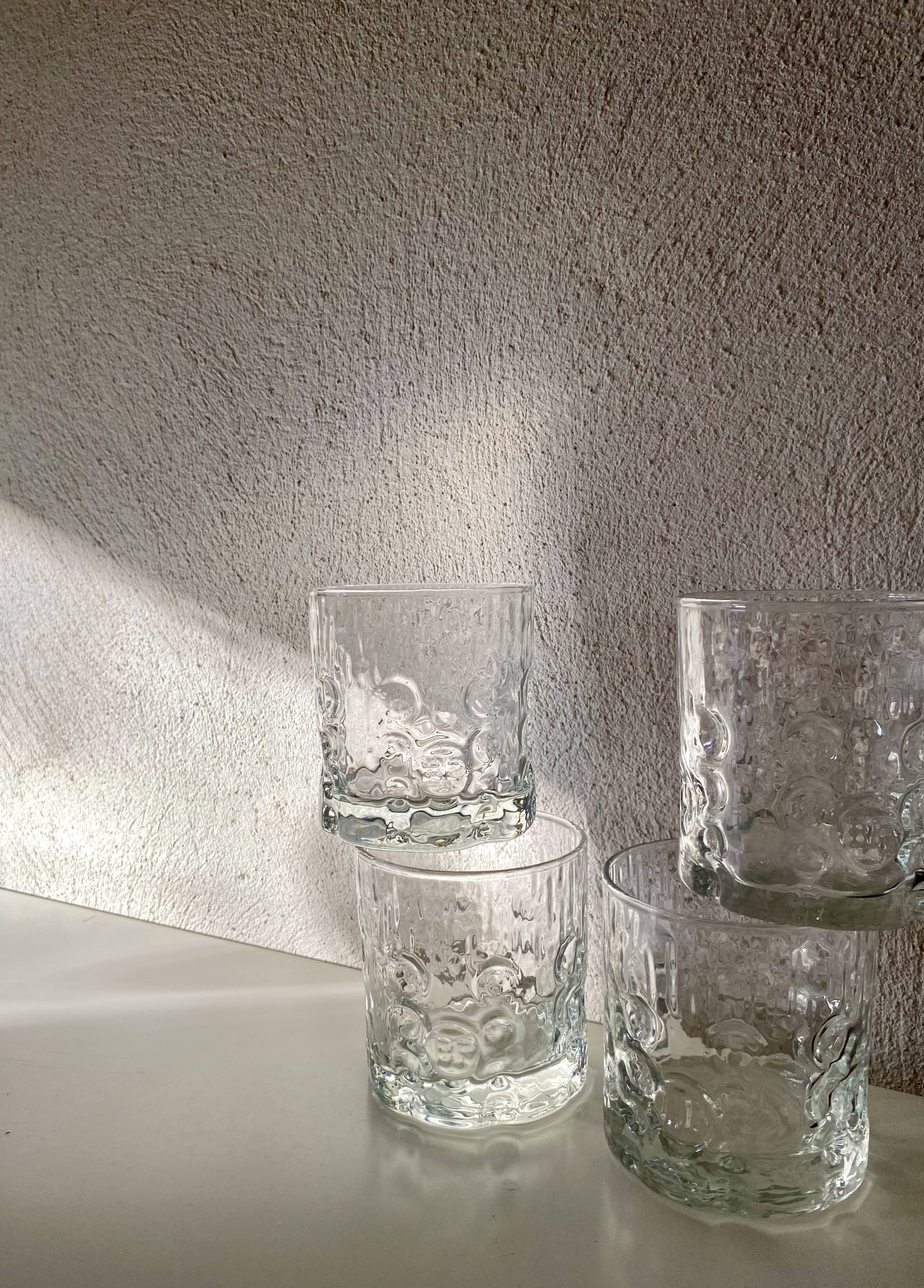 Set verres reliefs BP années 70