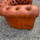 Salon canape and 2 chesterfield armchairs in vintage cognac leather from the 1970s