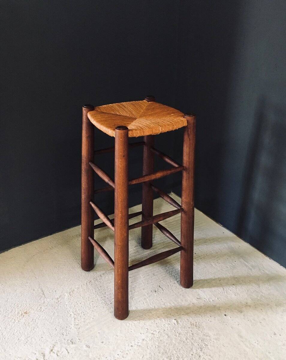 Brutalist bar stool by Charles Dudouyt, France, 1940s.