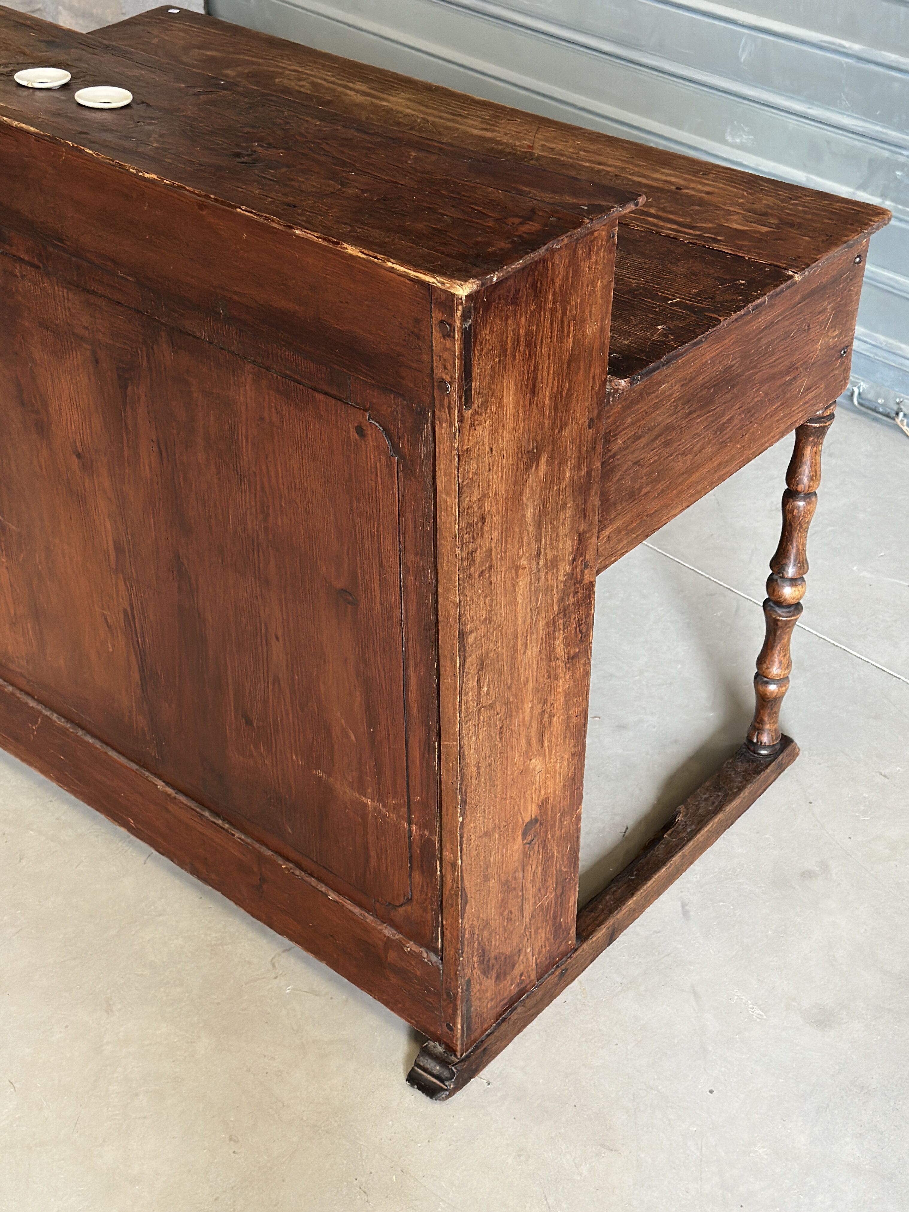 Old tiered counter desk, handcrafted from solid wood.