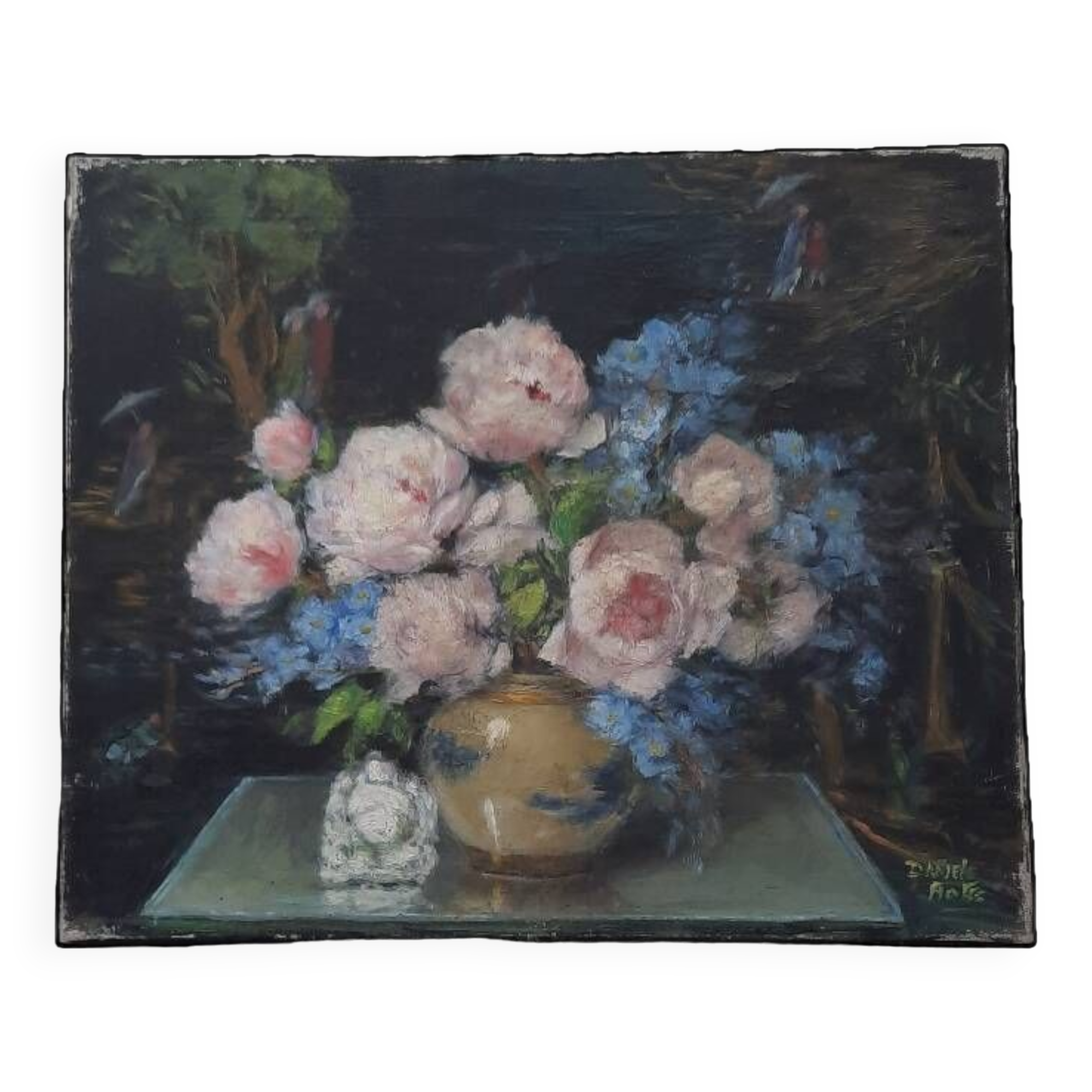 Chinese shadow painting and old roses