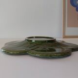 Ceramic cabbage leaf barbotine serving dish
