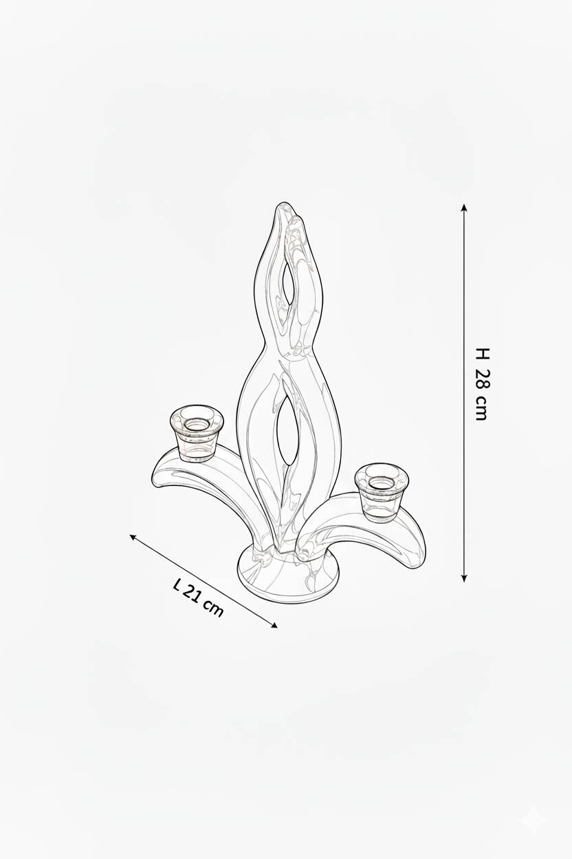 Pair of "Vegetal" candlesticks in solid crystal - Vannes-le-Châtel
