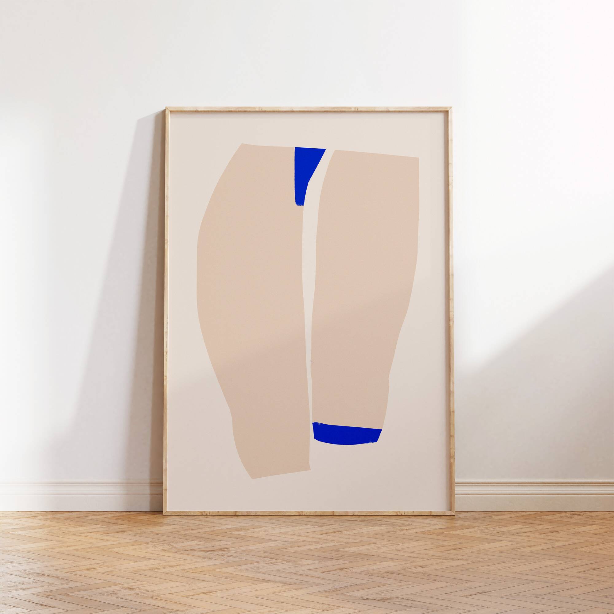 Composition abstraite beige et bleue impression giclée