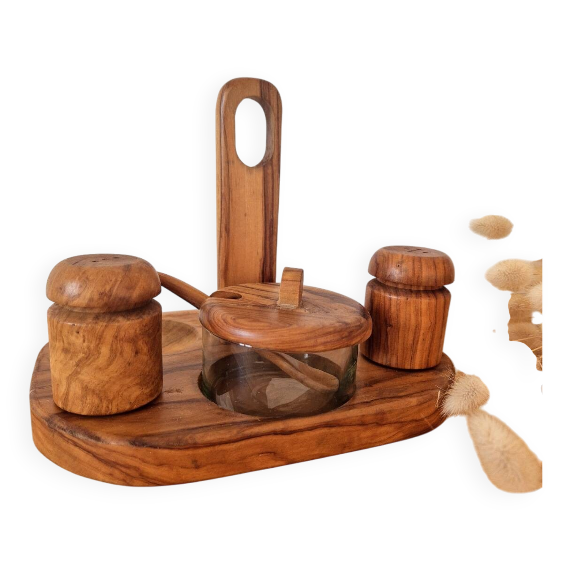 Olive wood spice set