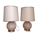 Paire de lampes de chevet globe rose pied doré