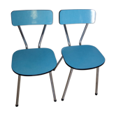 Suite of two blue formica chairs