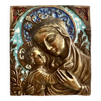 Virgin and Child enamelled bronze