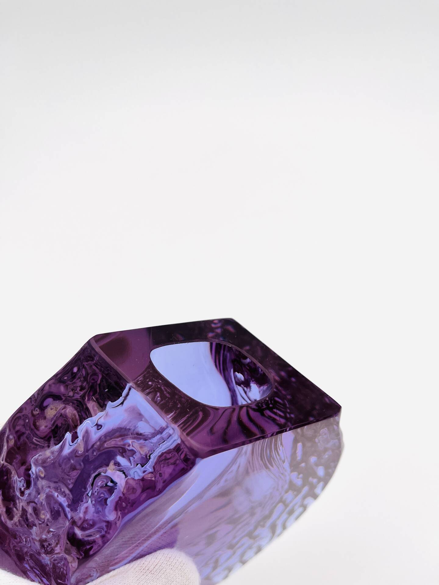 Murano Vase Alexandrite Mandruzzato Neodymium Brutalist Bark 13.5