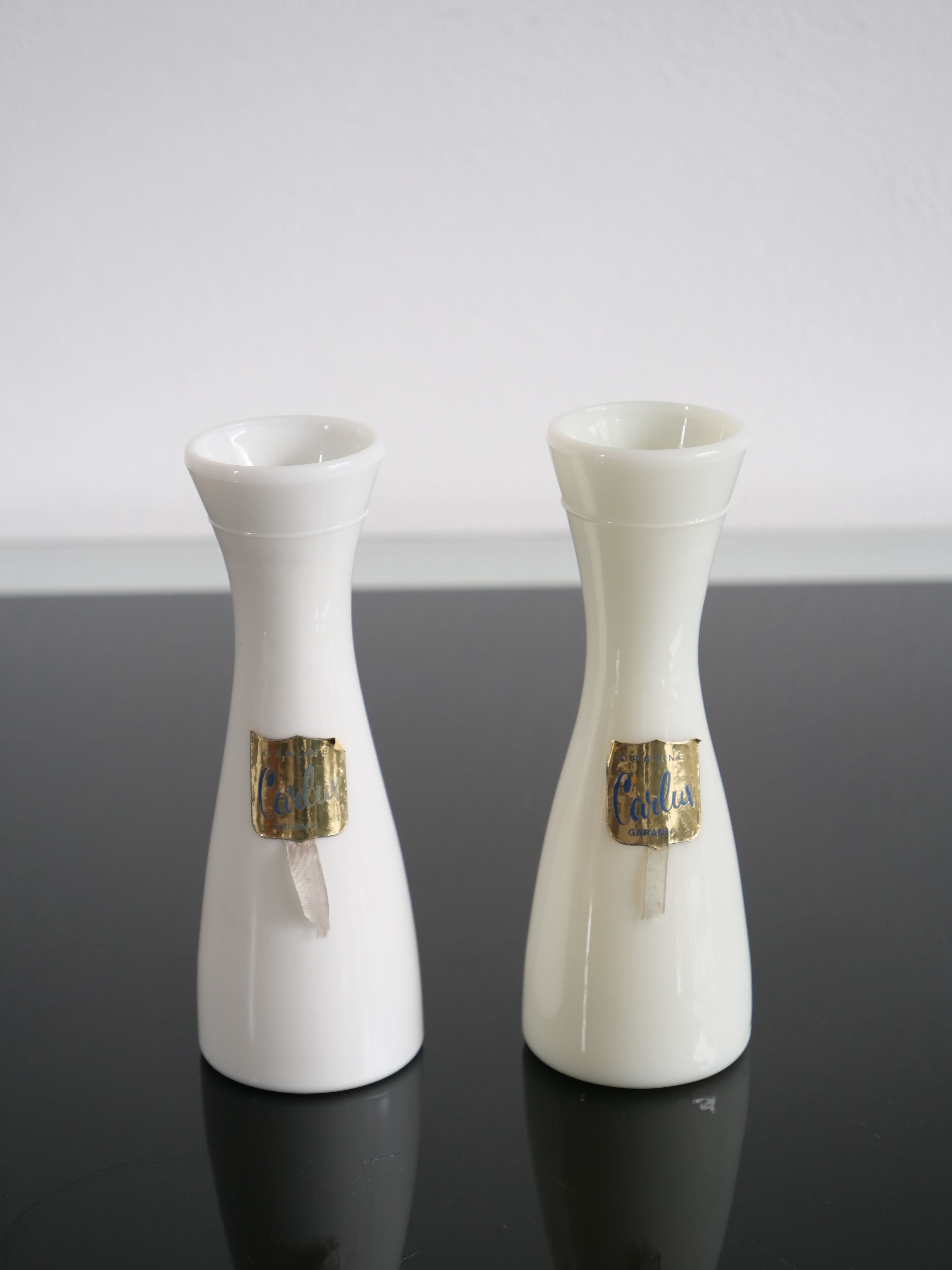 Pair of vintage opaline soliflore vases Carlux France