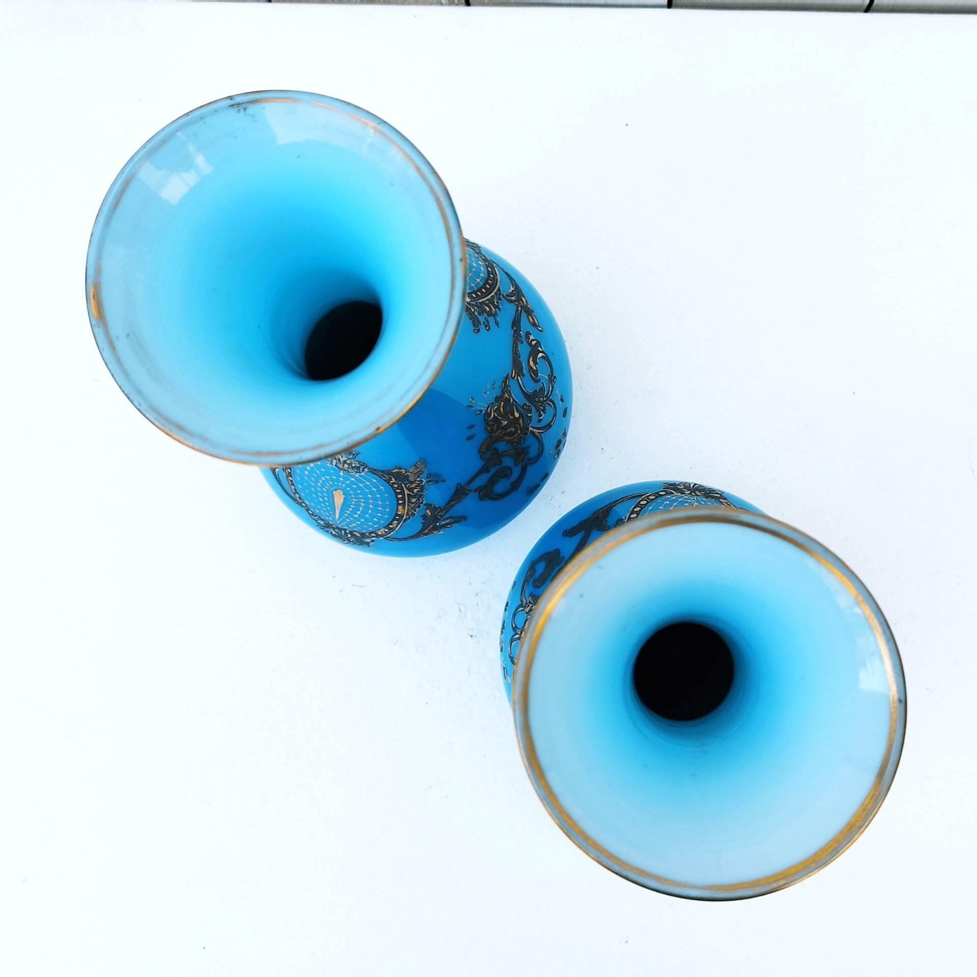 Pair of Baccarat Napoleon III opaline vases