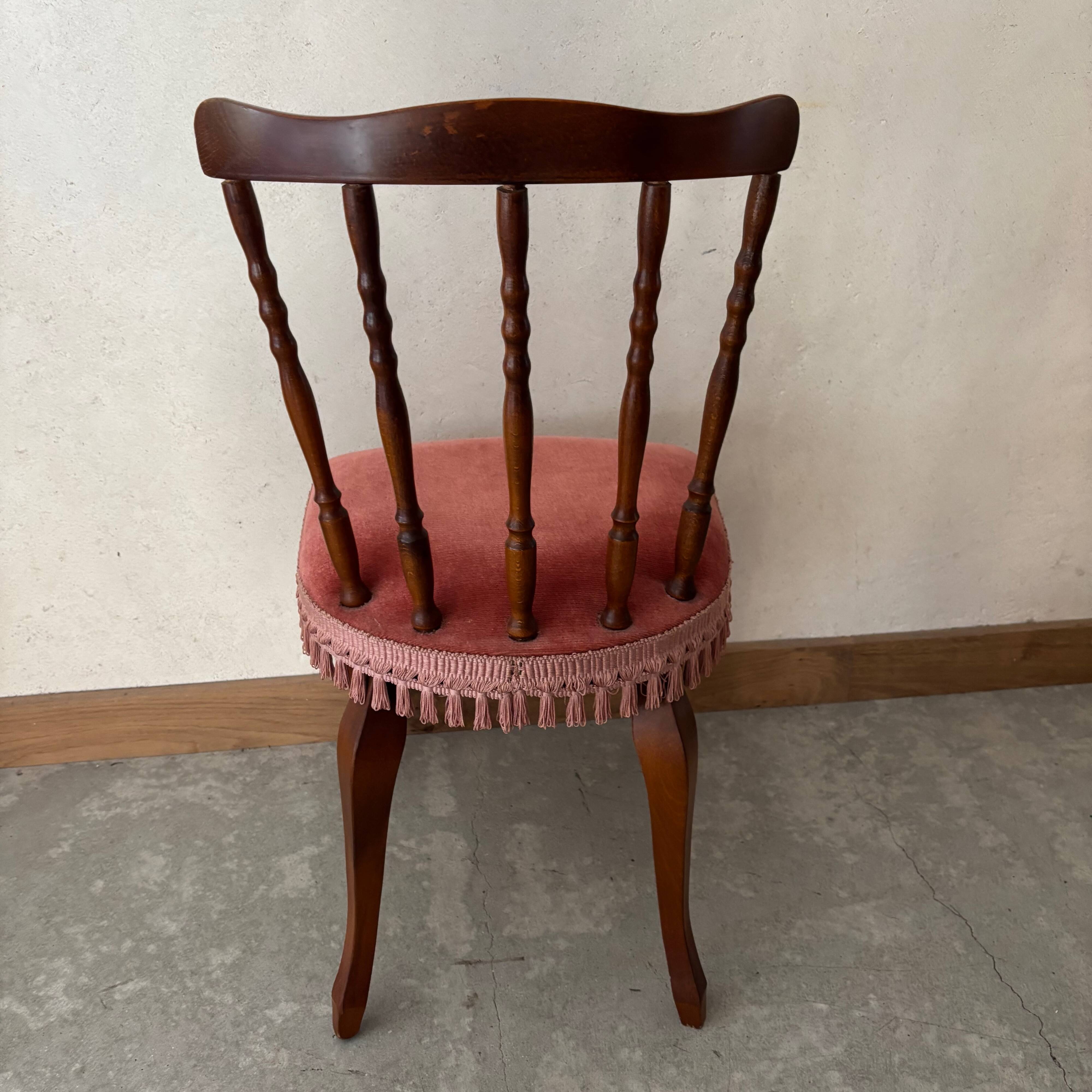 Wooden chair with red velvet
