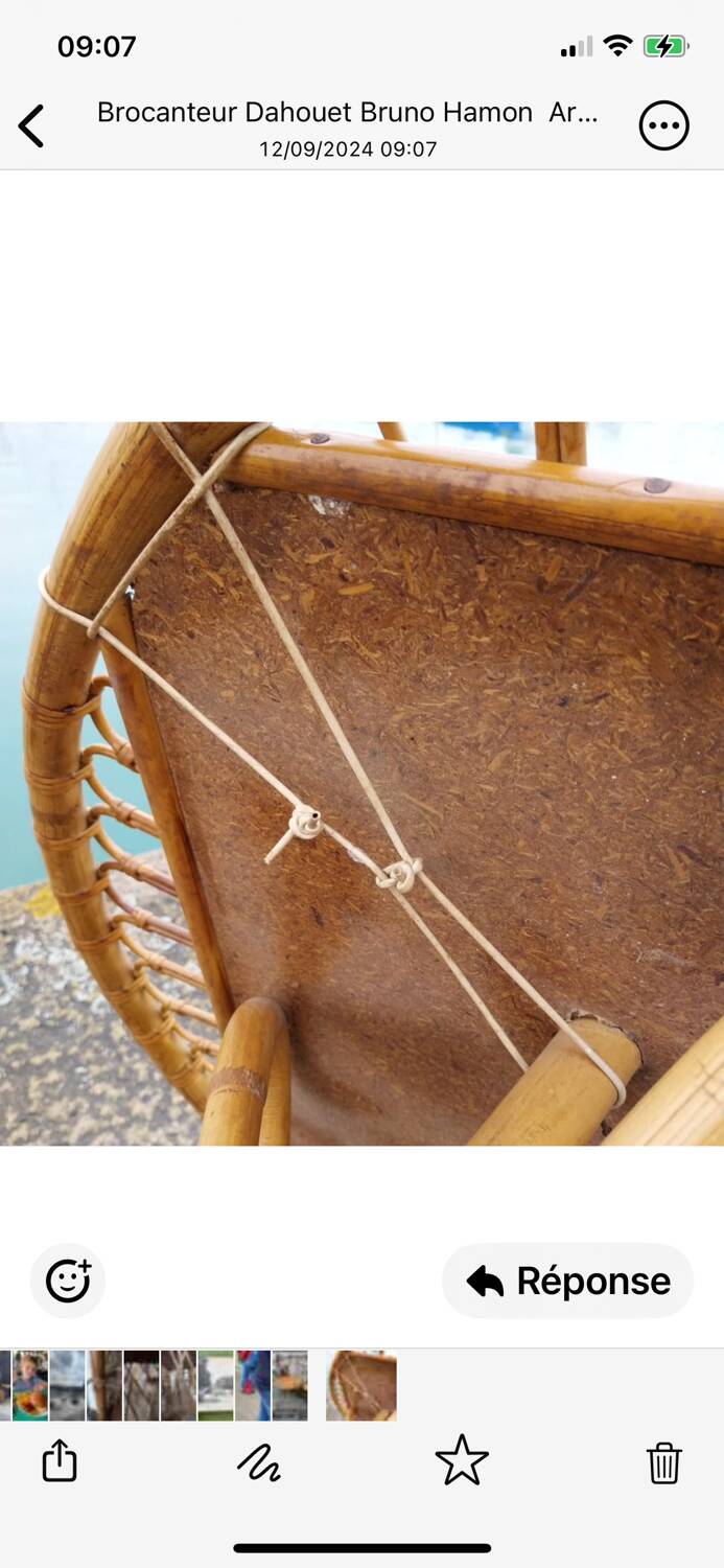 Rattan trampoline coffee table. French work. Circa 1950/60
