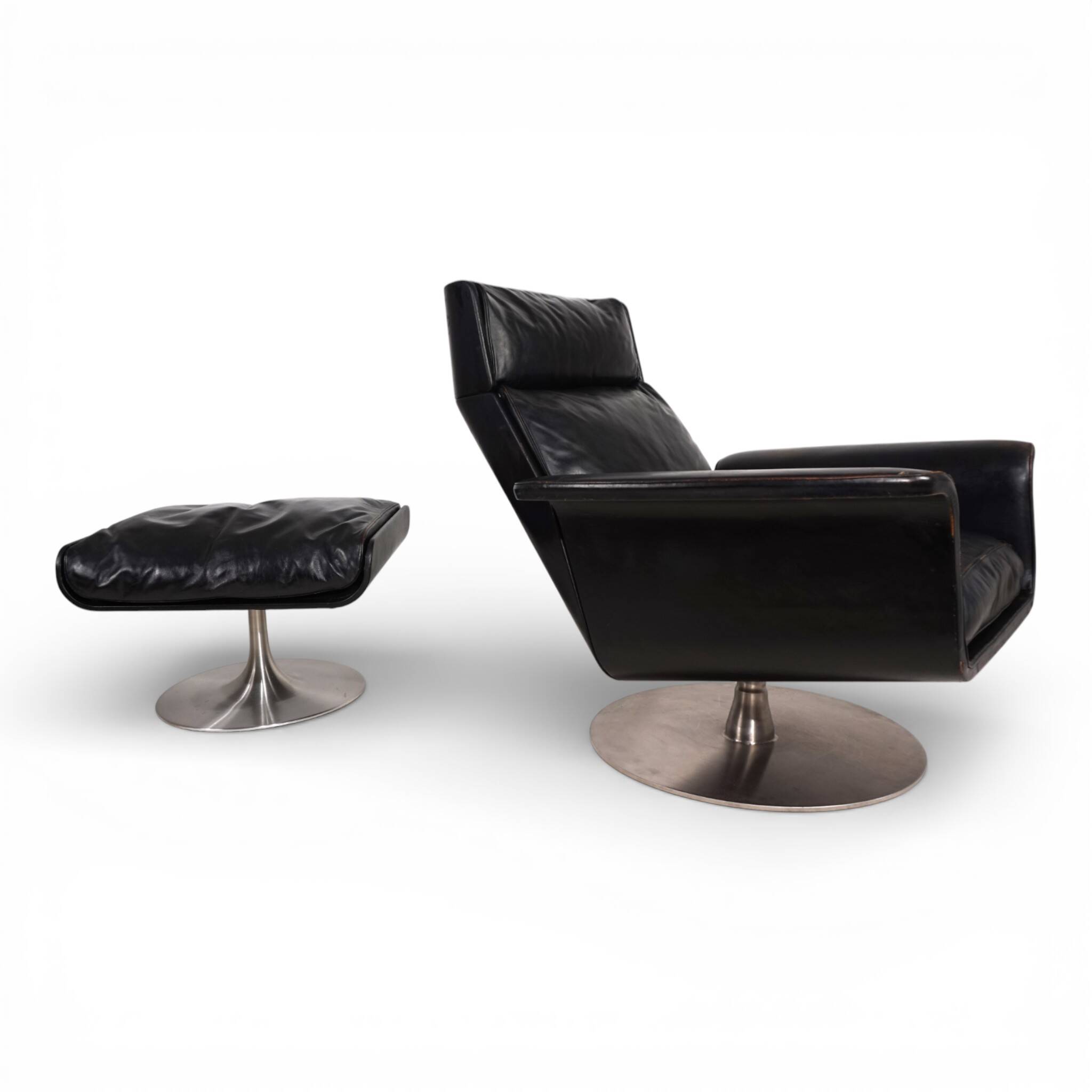 Kaufeld Siesta 62 leather lounge chair by Jacques Brule, 1960