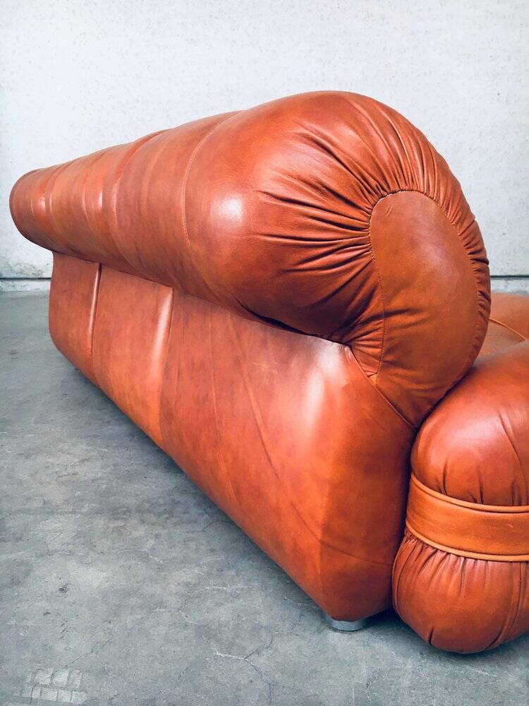 Mid-Century Modern Italian Leather 3-Seater Sofa, 1970s