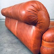 Mid-Century Modern Italian Leather 3 Seat Sofa, 1970s