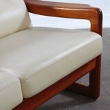 Canapé vintage 2 places Holstebro en teck, design danois du milieu du siècle