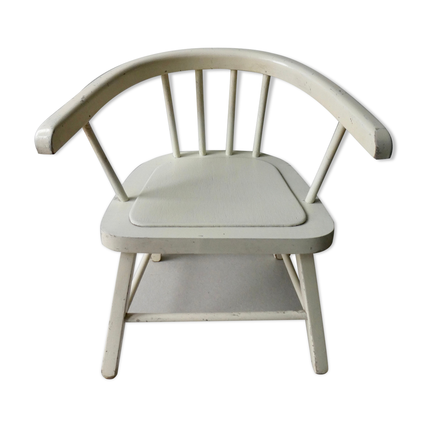 Wooden children's chair, white patina, 60s