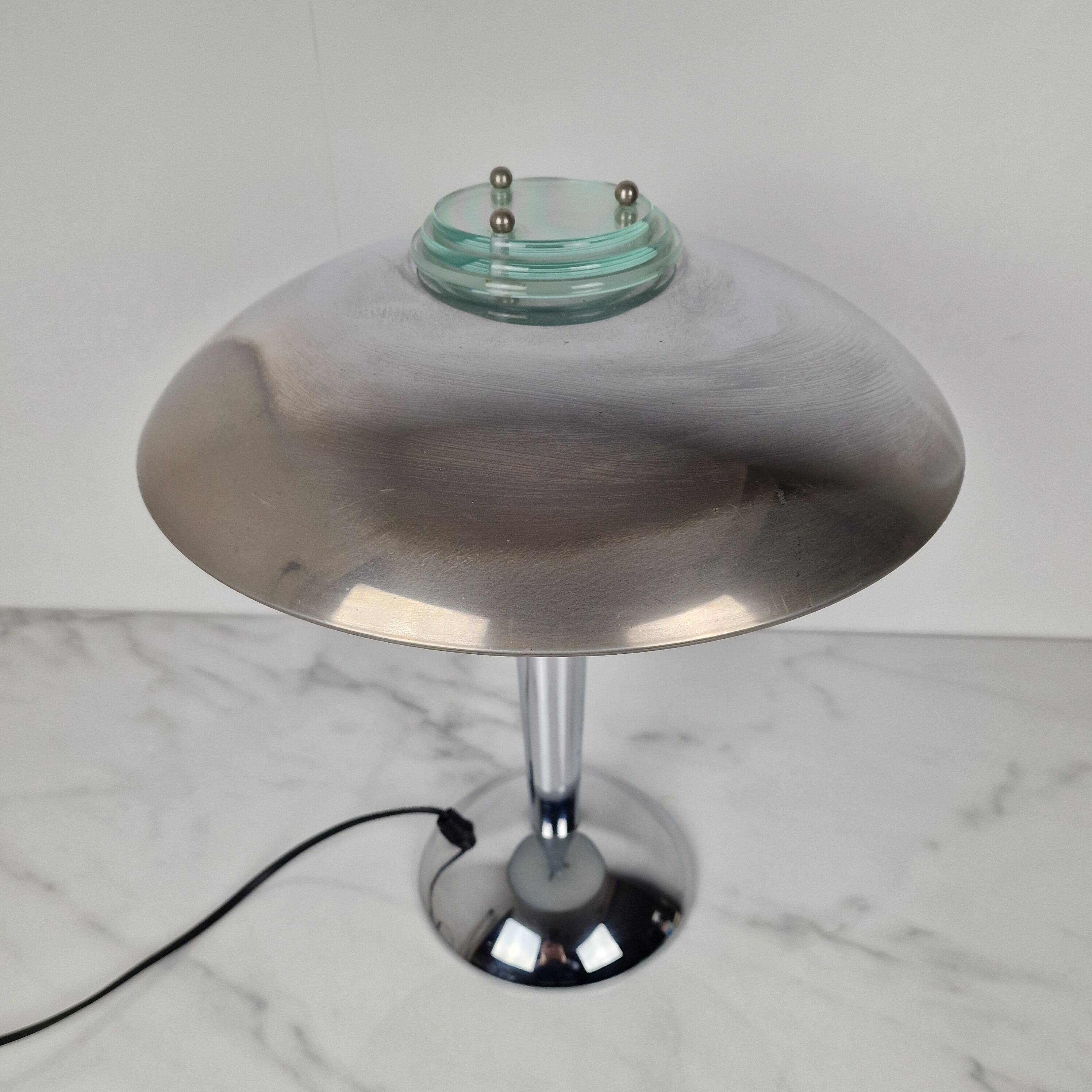 Vintage Chrome & Glass Table Lamp – Space Age Style