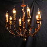 Vegetable chandelier in gilded metal, 1960