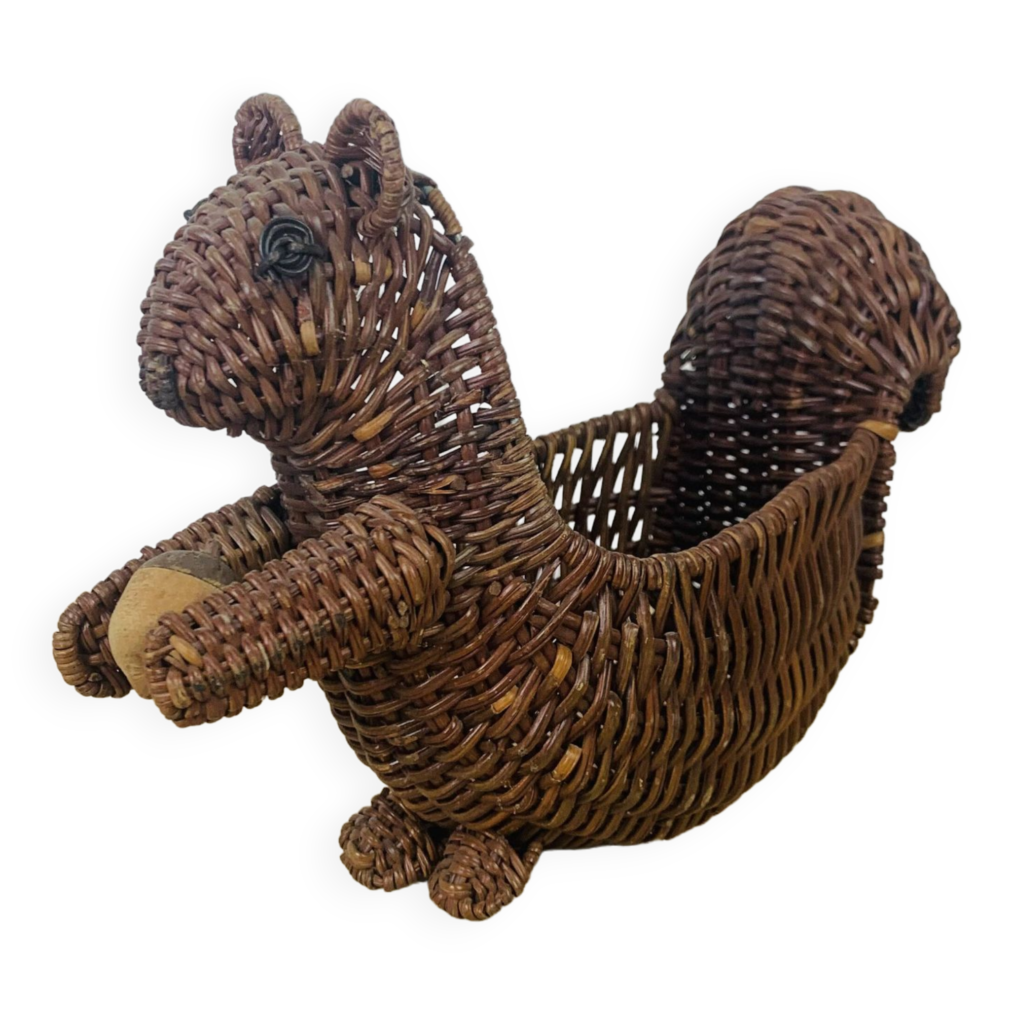 Vintage squirrel wicker basket