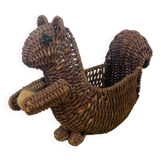 Vintage squirrel wicker basket